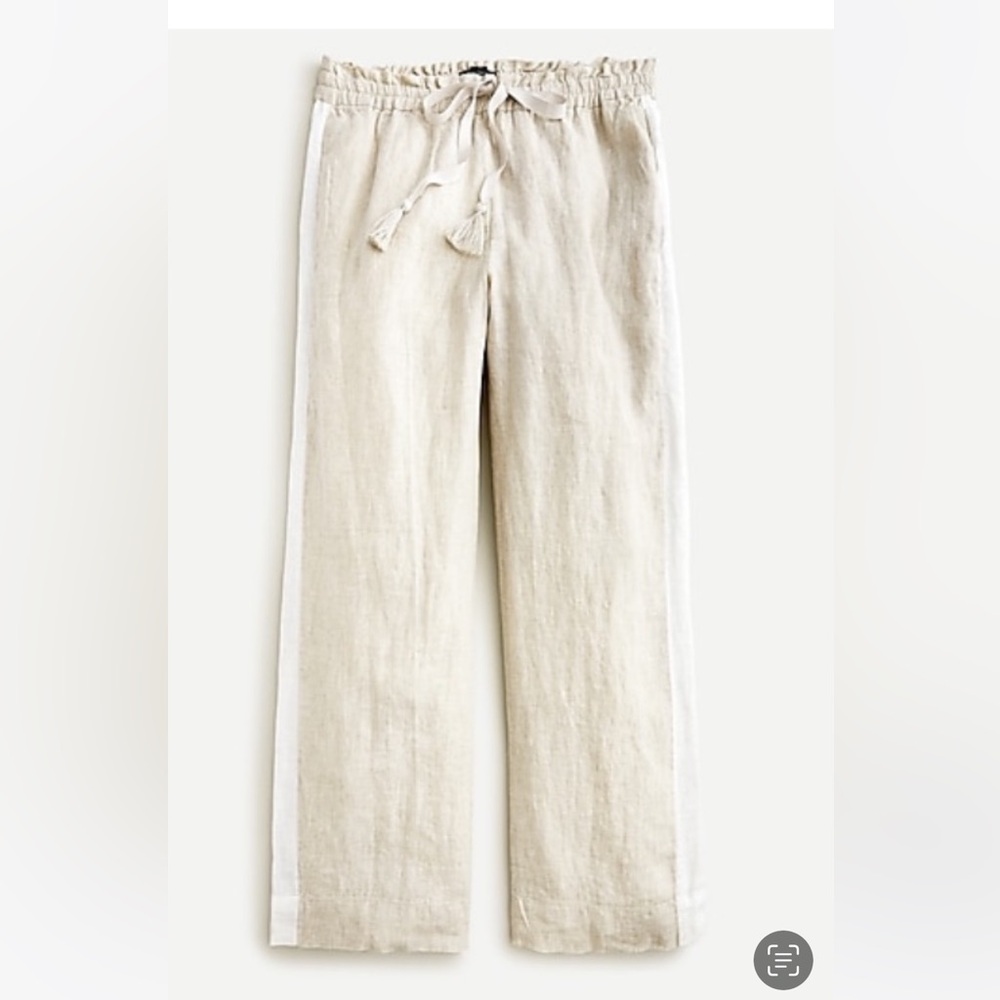 J.Crew Drawstring Linen Pant -Flax/White- Size Small